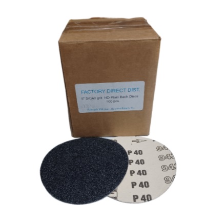 PLAIN BACK 5"/40 H.D DRY Box(100pcs) Sandpaper