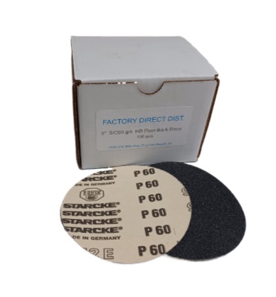 PLAIN BACK 5"/60 H.D DRY Box(100pcs) Sandpaper