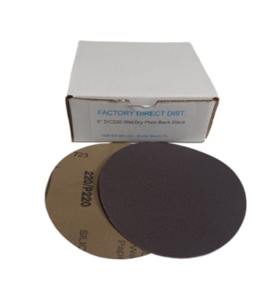PLAIN BACK 5"/220 WET/DRY Box(100pcs) Sandpaper