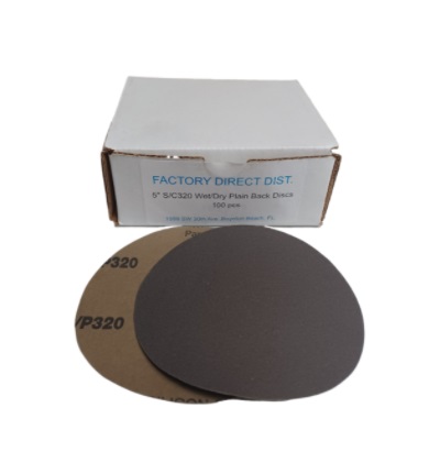 PLAIN BACK 5"/320 WET/DRY Box(100pcs) Sandpaper