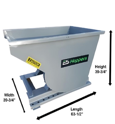 Self Dumping Hopper 1 Cubic Yard 63.1/2x39.3/4x39.3/4