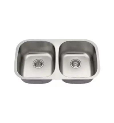 [PR50509-18G] Undermount 50/50 Sink 18G 32.3/8"x18.1/4"x 9 Depth