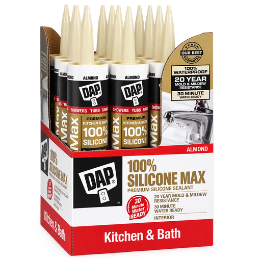 [DAP08793] Silicone Max 10.1 oz. Almond Premium Kitchen and Bath Silicone Sealant (12-Pack)